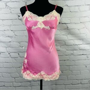 Express Design Studio pink Silk Chemise with Cream Lace Size S